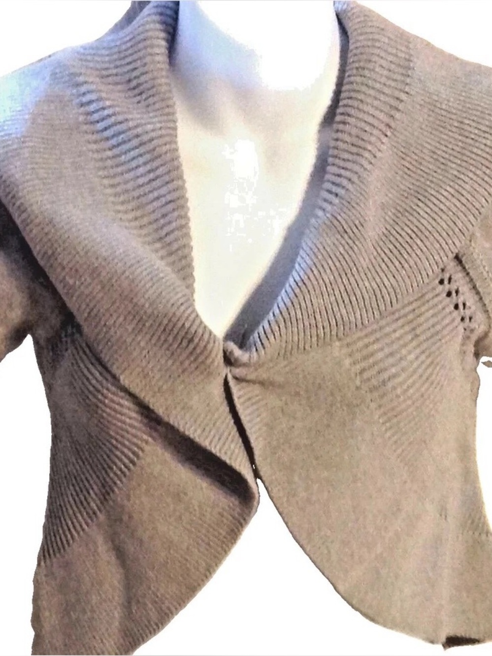 Grace Elements Cropped Cardigan Sweater Womens Misses Sz Small Heather Gray